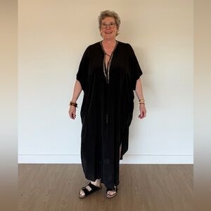 Charcoal Silk Beaded Kaftan